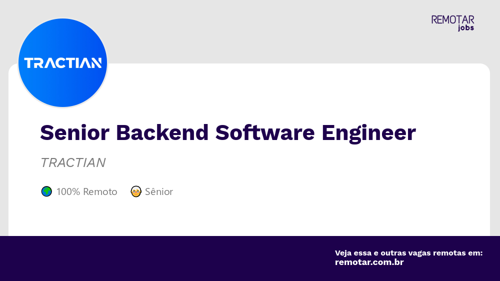 Senior Backend Software Engineer | Vagas 100% remotas