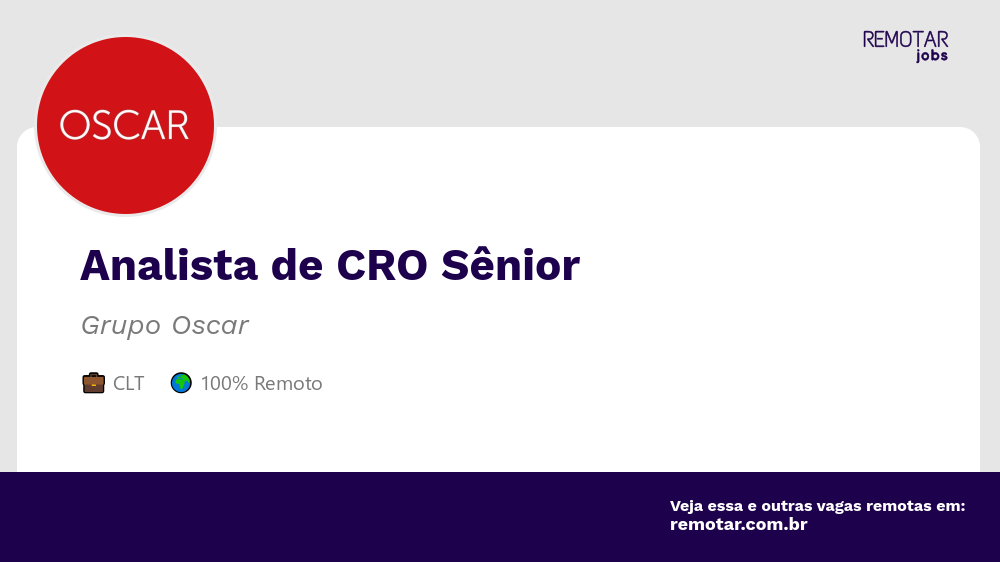 Analista de CRO Sênior | Vagas 100% remotas