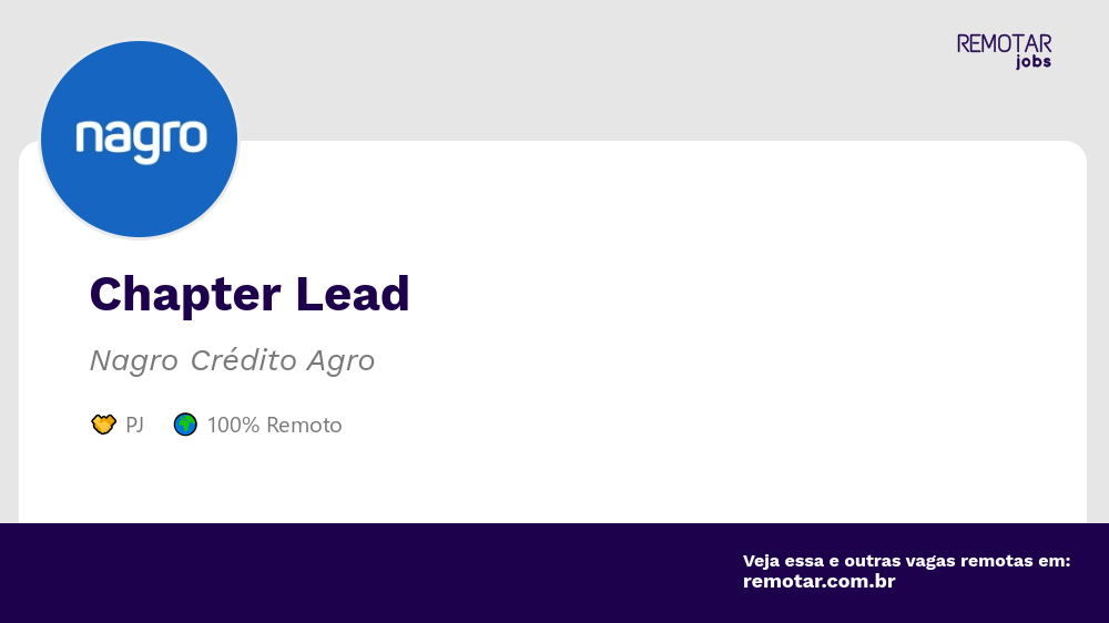 Chapter Lead | Vagas 100% remotas