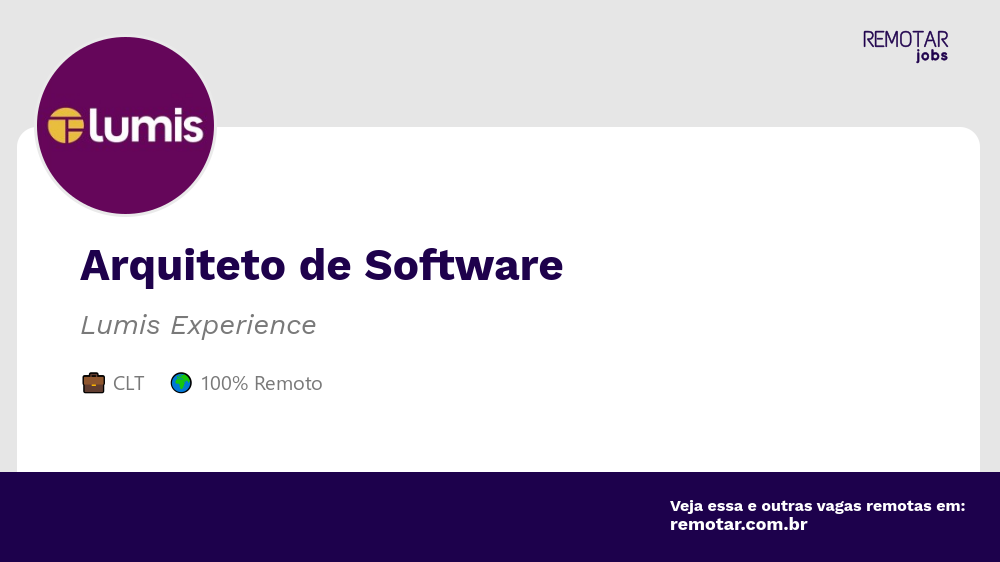 Arquiteto de Software | Vagas 100% remotas