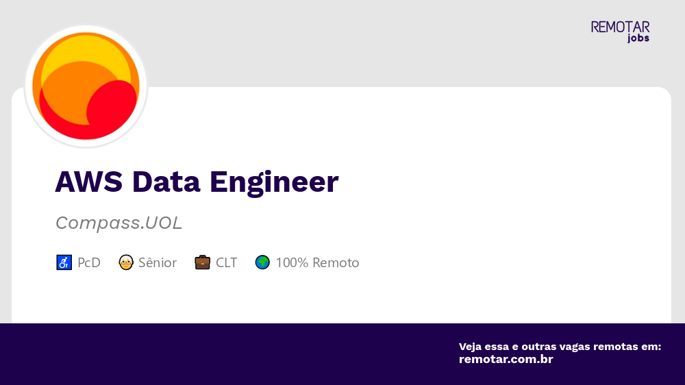 AWS Data Engineer | Vagas 100% remotas