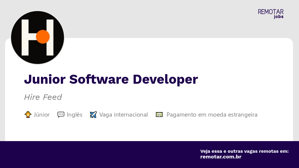 Junior Software Developer | Vagas 100% remotas