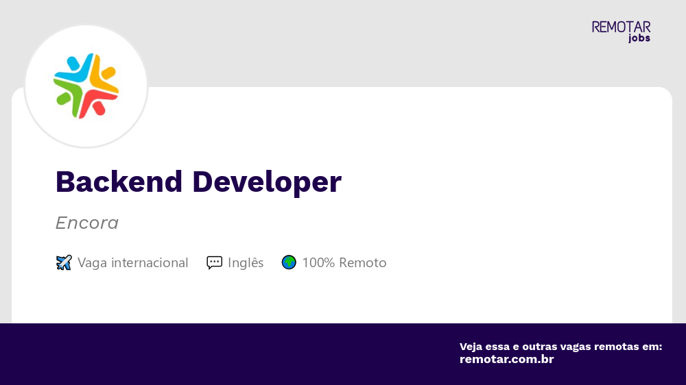 Backend Developer | Vagas 100% remotas