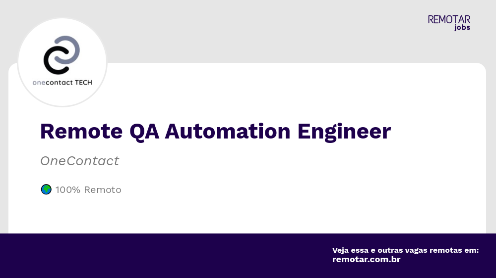 Remote QA Automation Engineer | Vagas 100% remotas