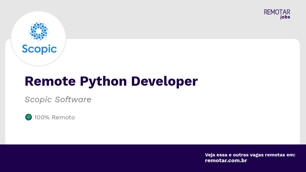 Remote Python Developer Vagas 100 remotas