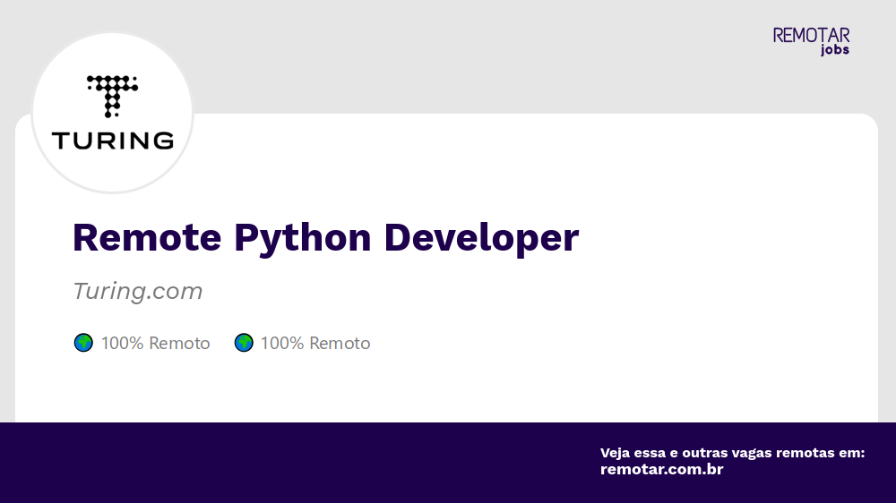 Remote python developer vagas 100 remotas